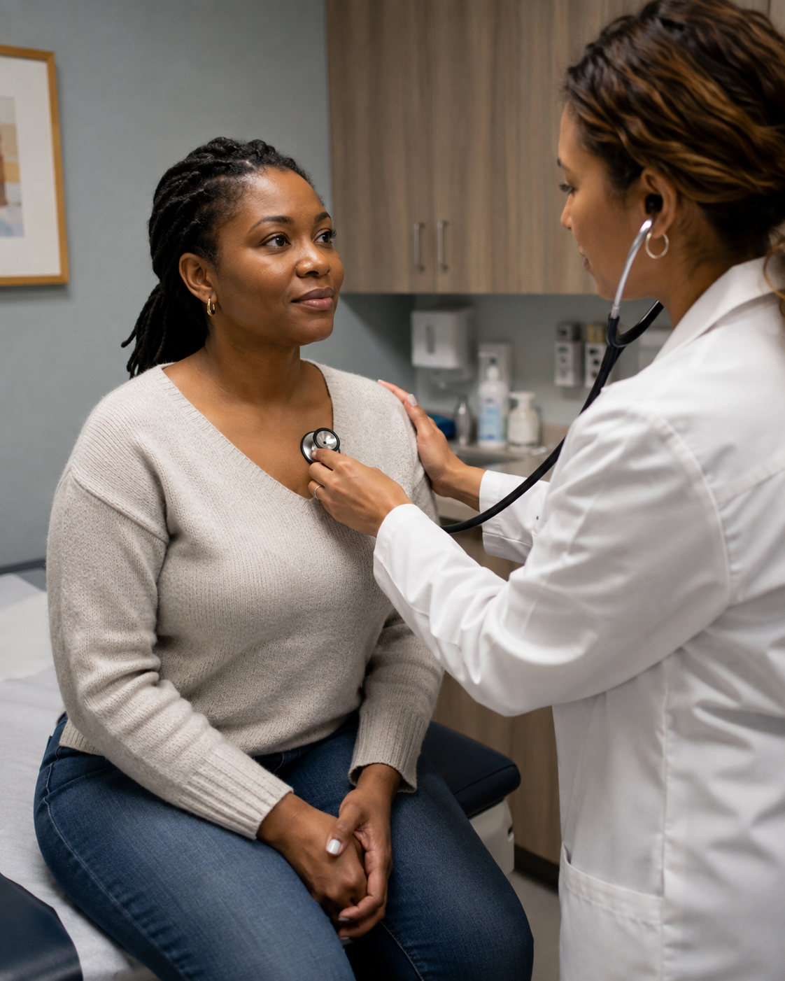 A physician talking with a patient during a visit