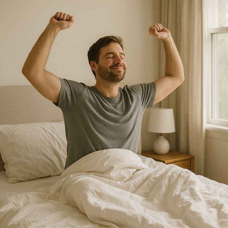 Waking up rested and stretching