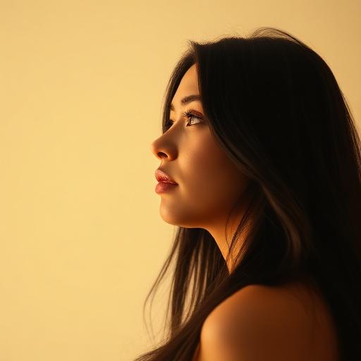 A young woman looking upward, reflecting on a doctor visit